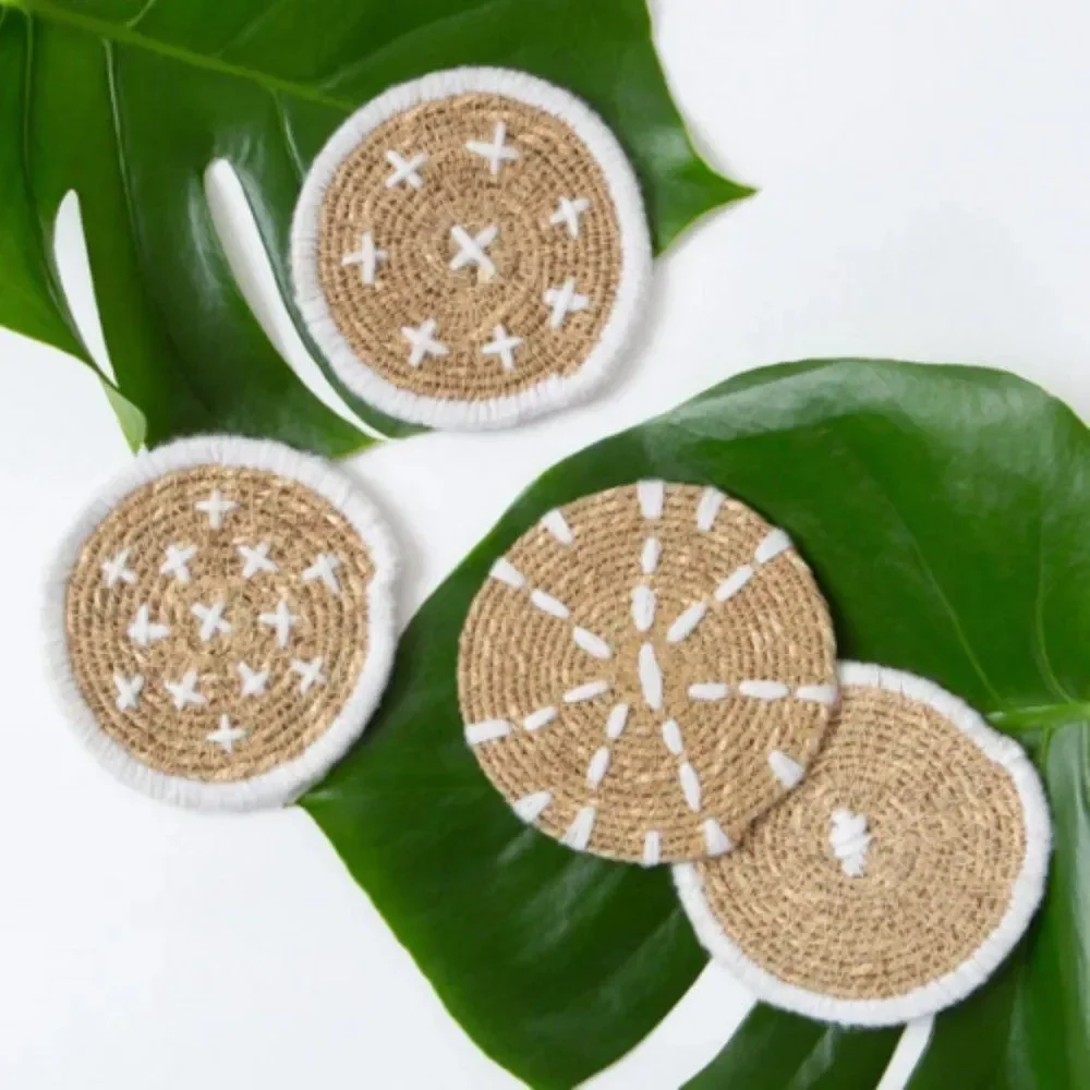 NEW Bloomingville Woven Seagrass Coasters | Set of Four